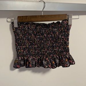 black, floral tube top